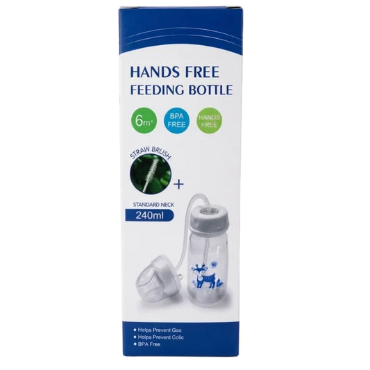 Hands-Free Baby Feeding Bottle | BPA-Free Anti-Colic Baby Milk Bottle with Silicone Straw | Leak-Proof Standard Neck Bottle |240ML