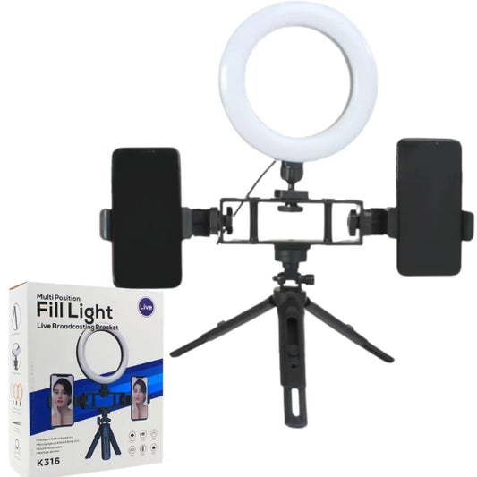 6-Inch Multi-Position Fill Light | Selfie Ring Light with Tripod Stand & Phone Holder | 3 Color Modes | USB Powered | Multicolor