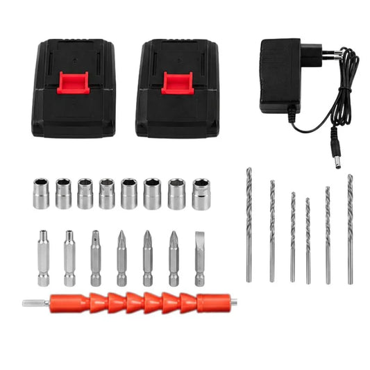 TOP ROCKET Cordless Rechargeable Drill Machine Kit | 48V Double Batteries | 3-in-1 Drill, Screwdriver & Impact Driver | Variable Speed Power Tool Set with Carry Case