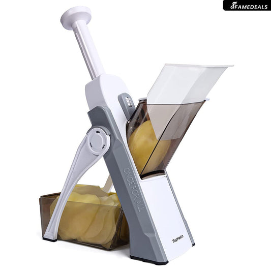 Famedeals.pk™ - Vegetable Slicer Adjustable Thickness Potato Onion Chopper Safe Upright Dicer