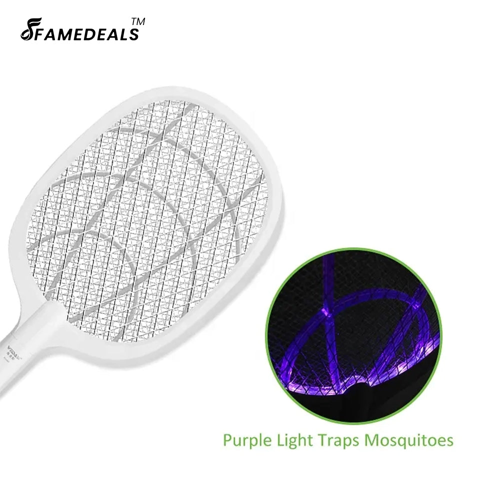 Famedeals ™ - 2-In-1 Rechargeable Fly Mosquito Kiler Racket