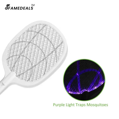 Famedeals ™ - 2-In-1 Rechargeable Fly Mosquito Kiler Racket