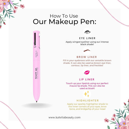 4-In-1 Makeup Pen Touch-Up Pen Makeup Eyebrow Pencil Waterproof 4 Colors Multi-Function Makeup Beauty Pen