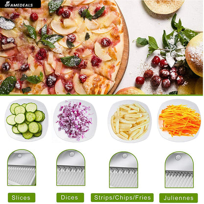 Famedeals.pk™ - Vegetable Slicer Adjustable Thickness Potato Onion Chopper Safe Upright Dicer