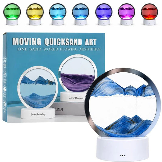 3D Moving Sand Art LED Lamp | Flowing Sandscape Painting Display | USB Decorative Table Lamp for Home & Office | Random Color