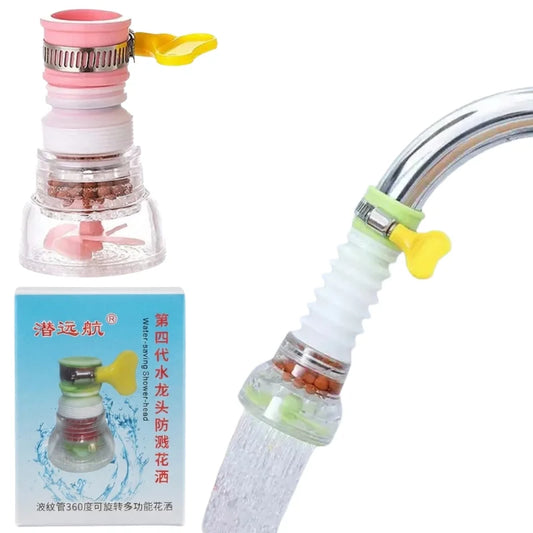 Splash Fan Faucet Nozzle | 360° Rotating Water-Saving Filter Tap Extension | 3-Mode Spray Head | Random Color | Pack of 1